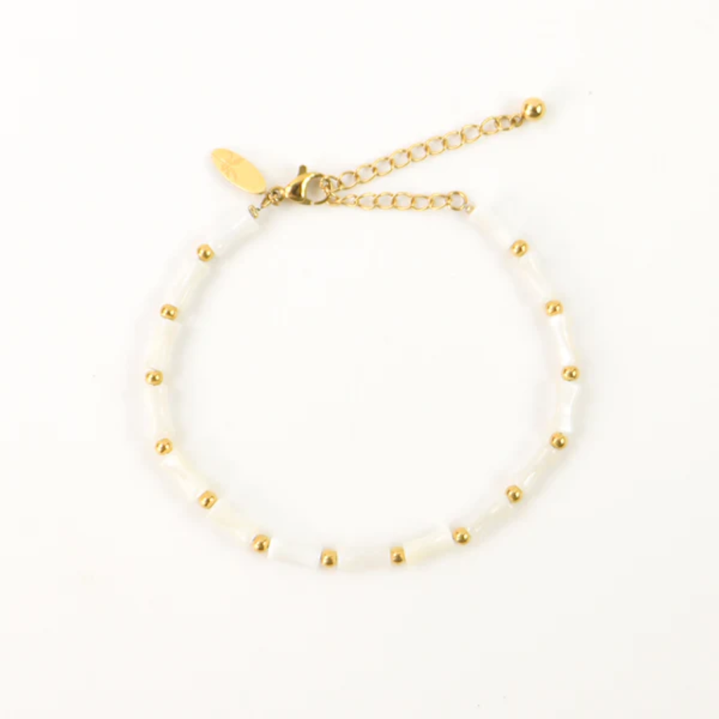 Pulsera de Nácar - Blanco y Oro